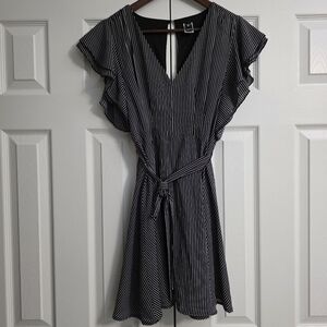 Windsor Black and White Striped Mini Dress, Size Large